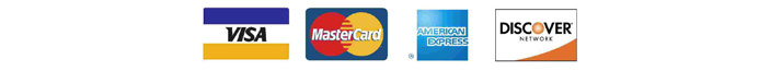 We accept VISA, MasterCard, Discover and American Express